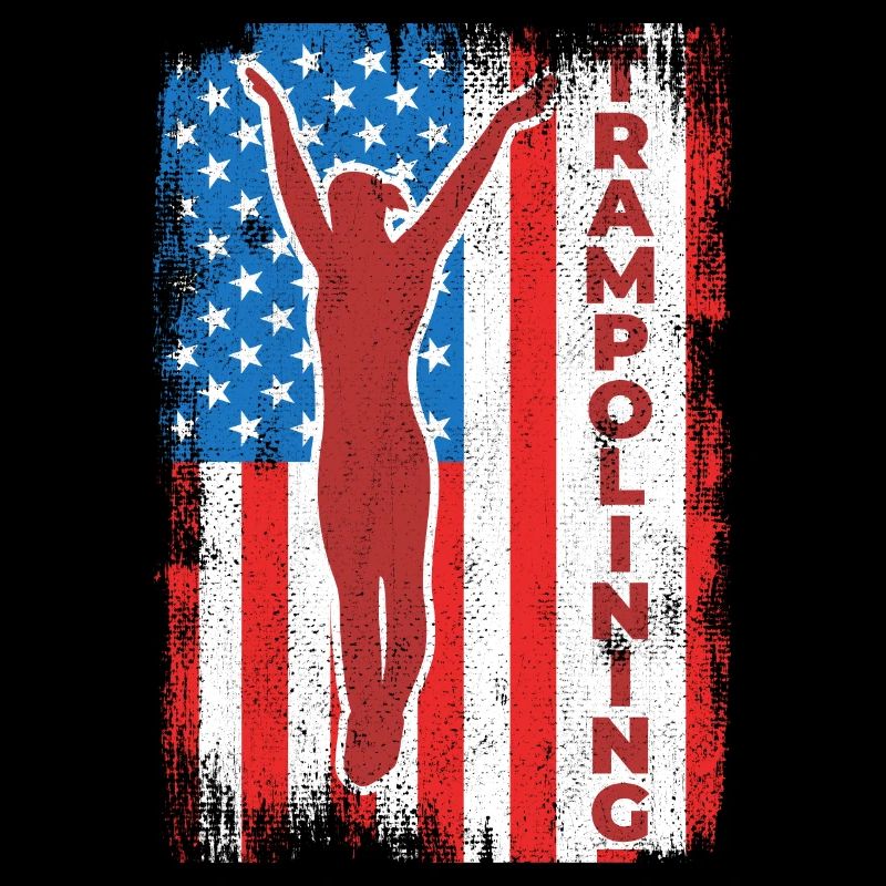 Trampoline jumping drapeau des États-Unis