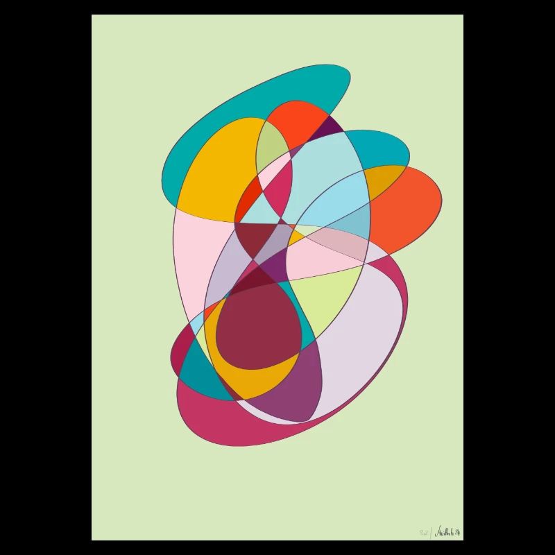 Des formes colorées superposées