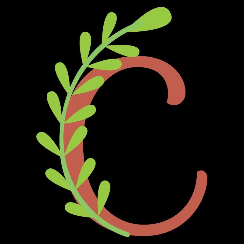 Eleganter Buchstabe 'C' mit Blumen
