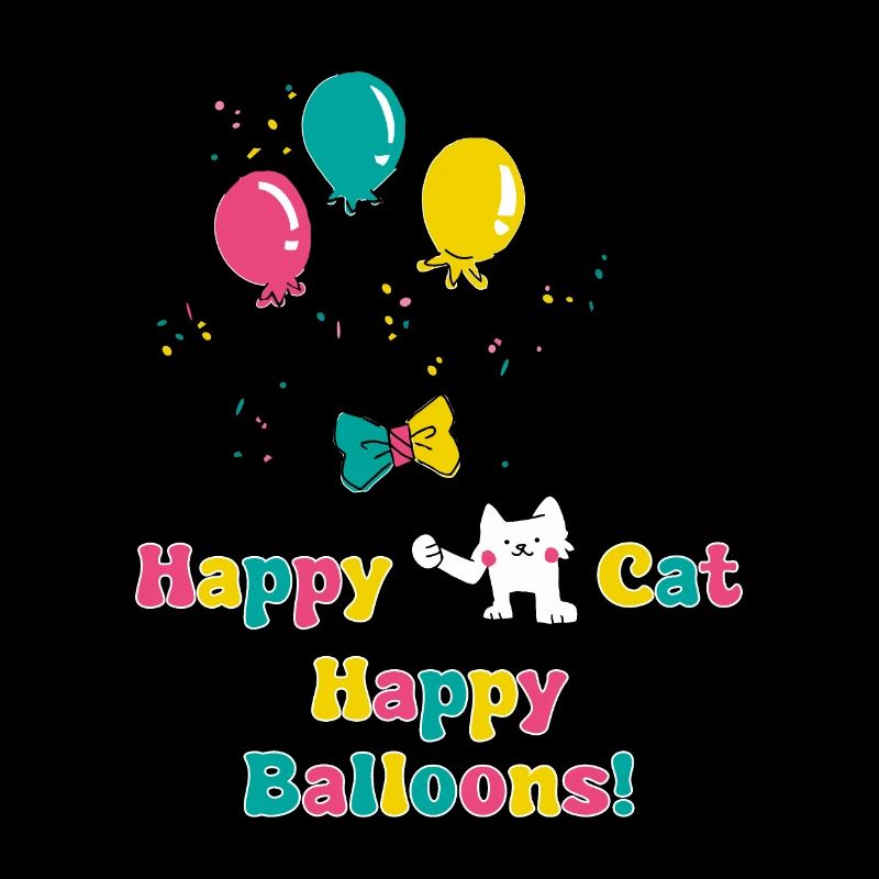 Chat heureux, baloons heureux