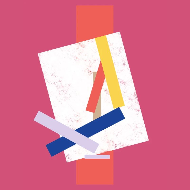 Abstract color block pattern distorted face