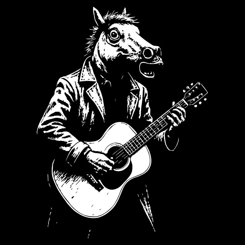 Gitarre Pferd im Anzug