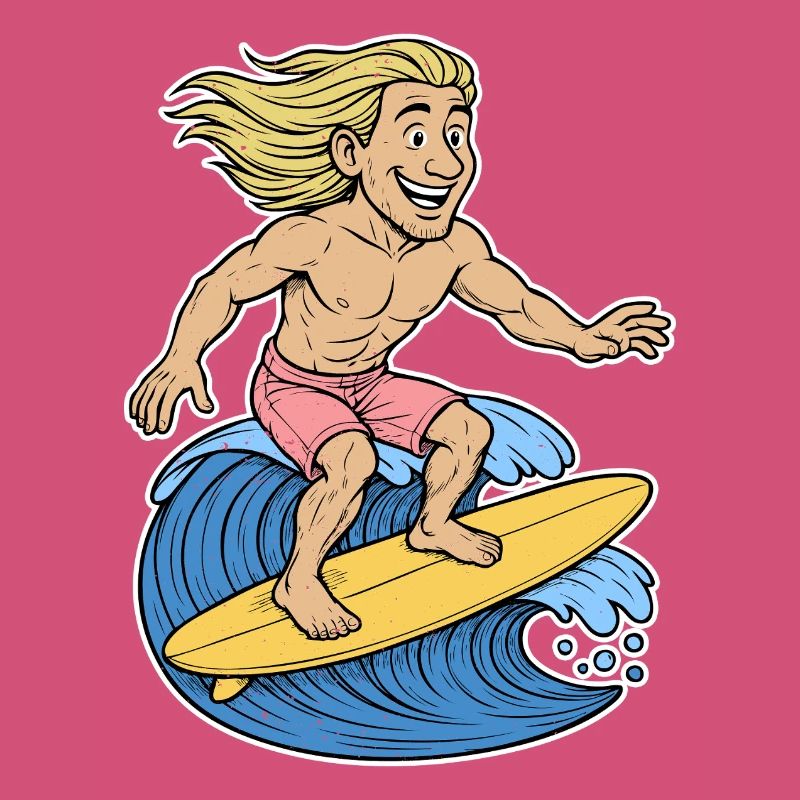 Blonde Surfer on Wave