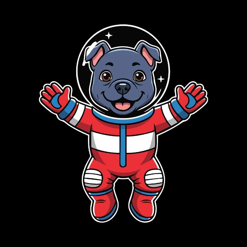 Chien Staffy Astronaute Espace Couleur