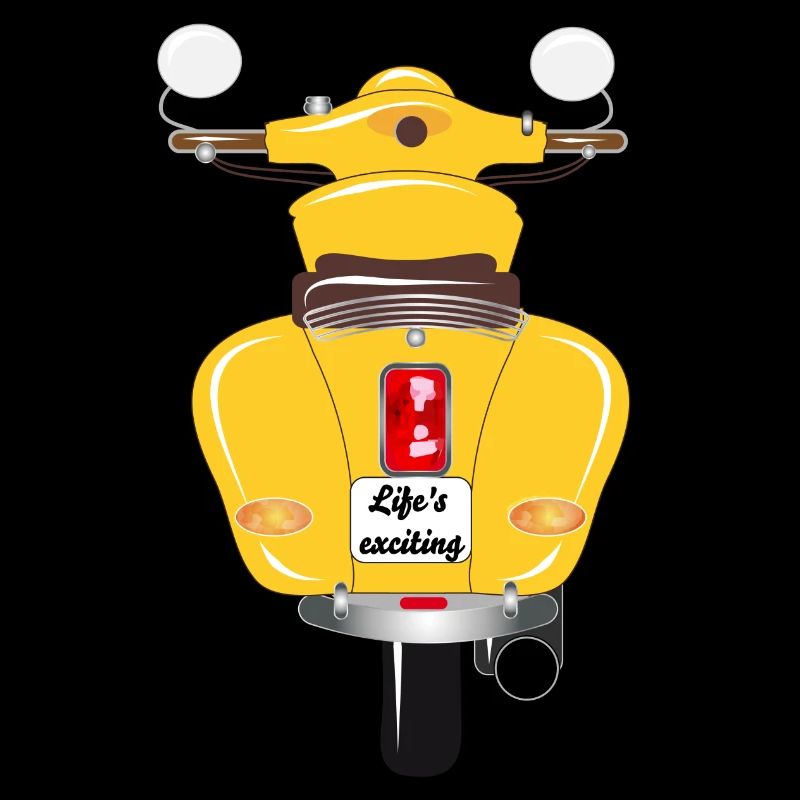 sun-yellow scooter with exciting license plate
