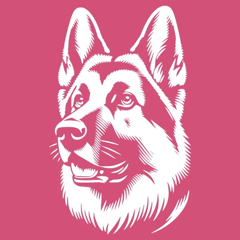 German Shepherd white silhouette from head