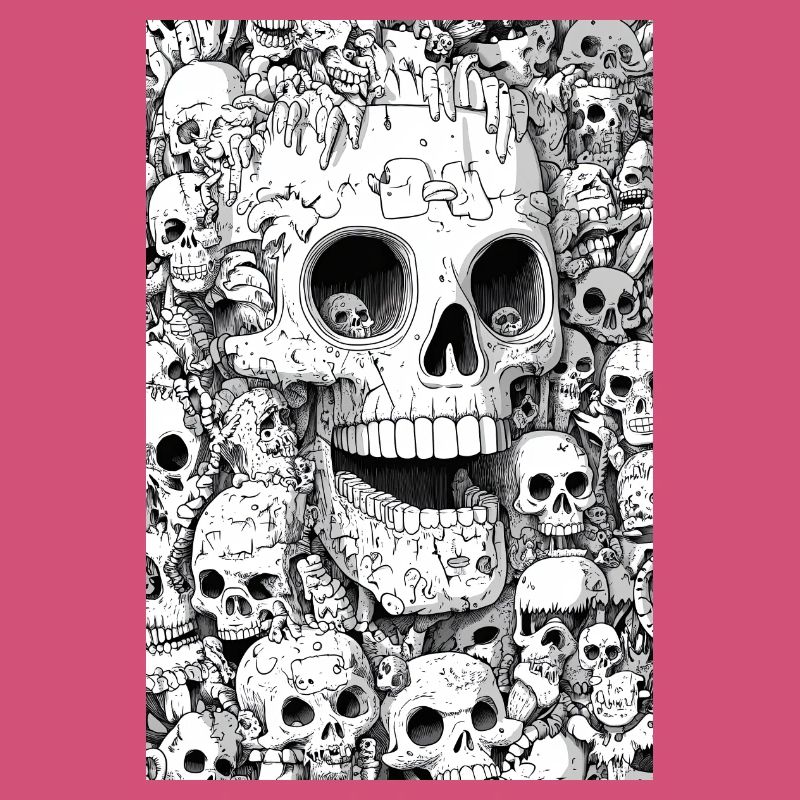 Skeleton shell in black and white