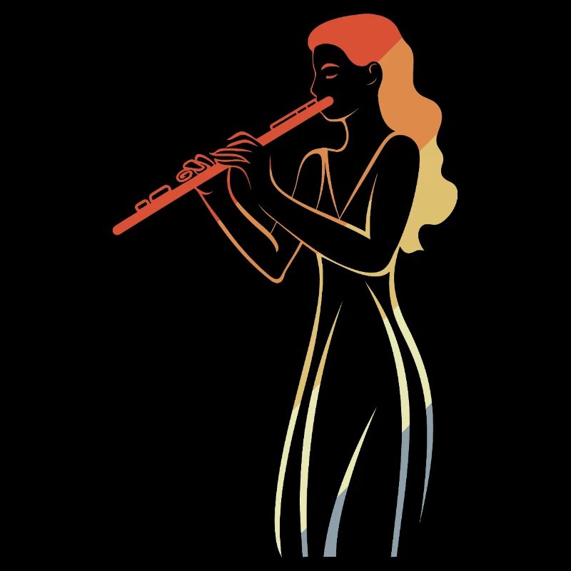 Vintage Flute Player Sketch