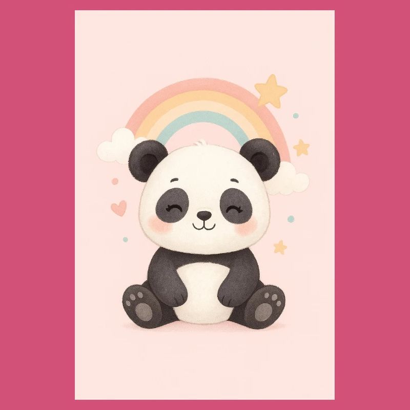 Süßer Panda mit Regenbogen und Sternen