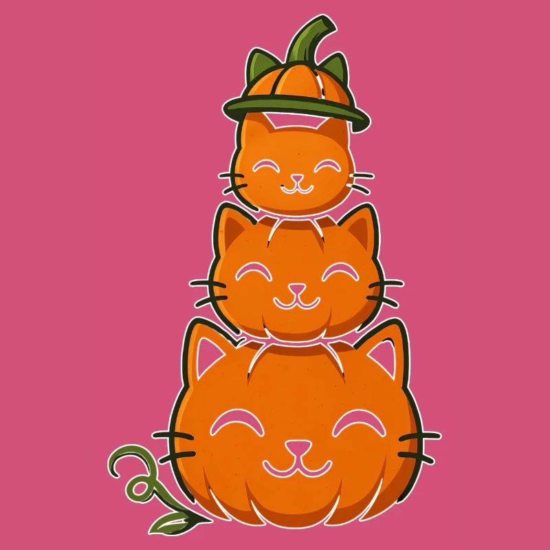 Fröhliche Kürbiskatzen-Stack
