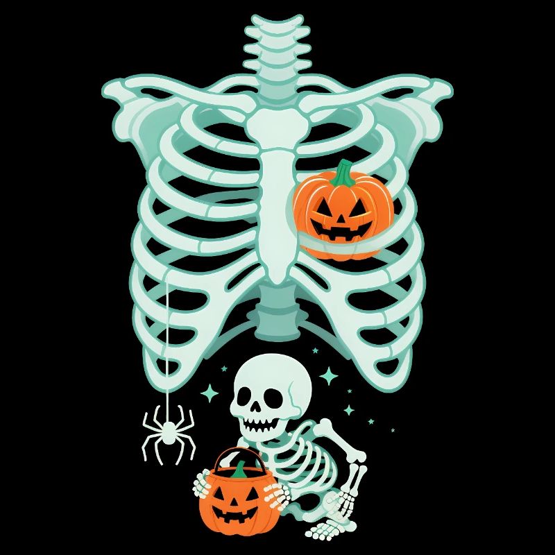 Halloween Pregnancy Pumpkin Skeleton Funny