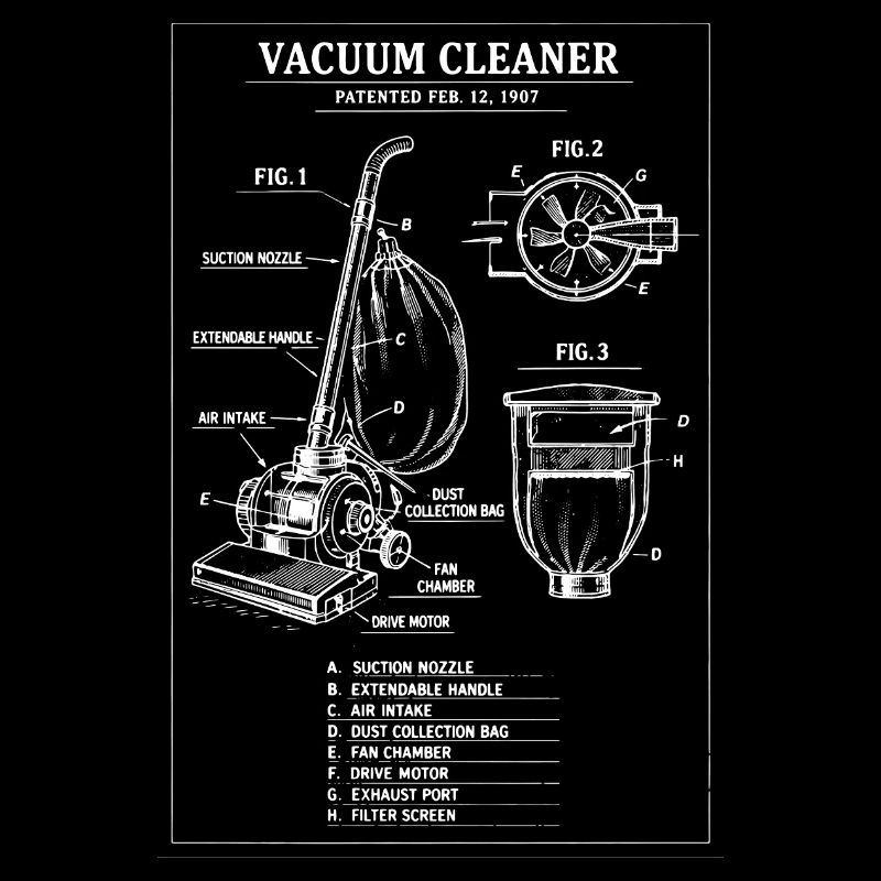 Plan de brevet pour aspirateur vintage