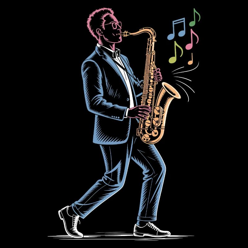 Saxophone Player Playing Sax Art Print