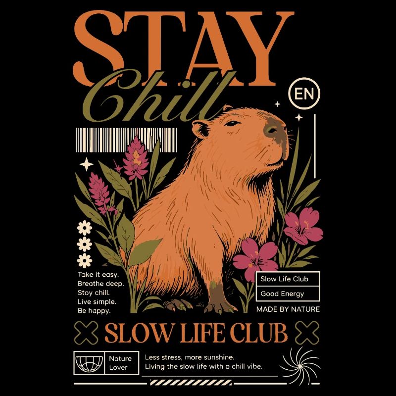 Stay Chill Capybara Motif