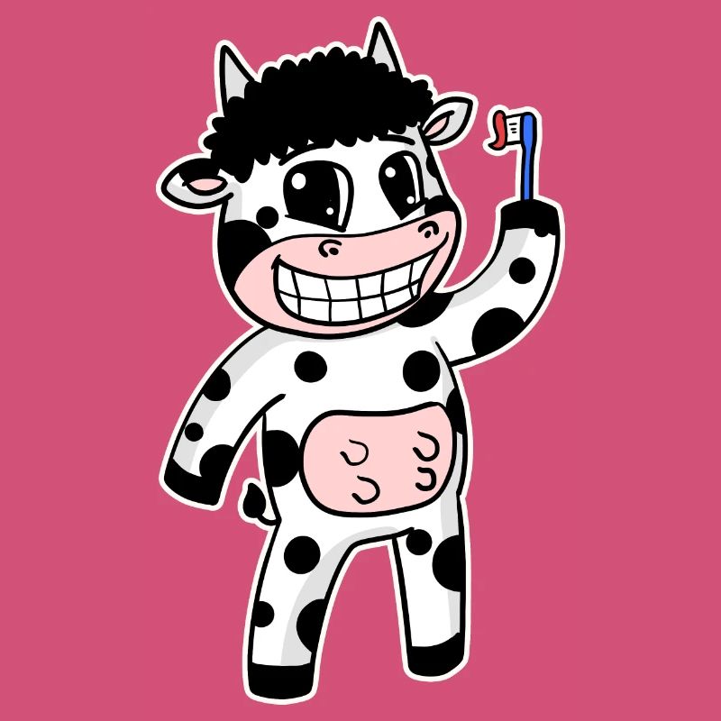 Vache avec brosse à dents