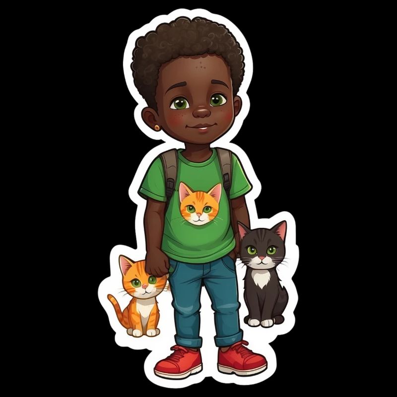 Enfants avec des animaux Conception de dessin animé