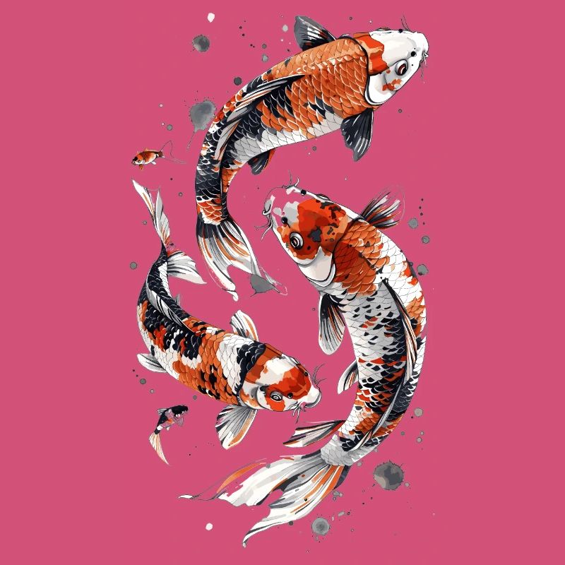 Artful Koi Fish Design, Elegant Koi Design