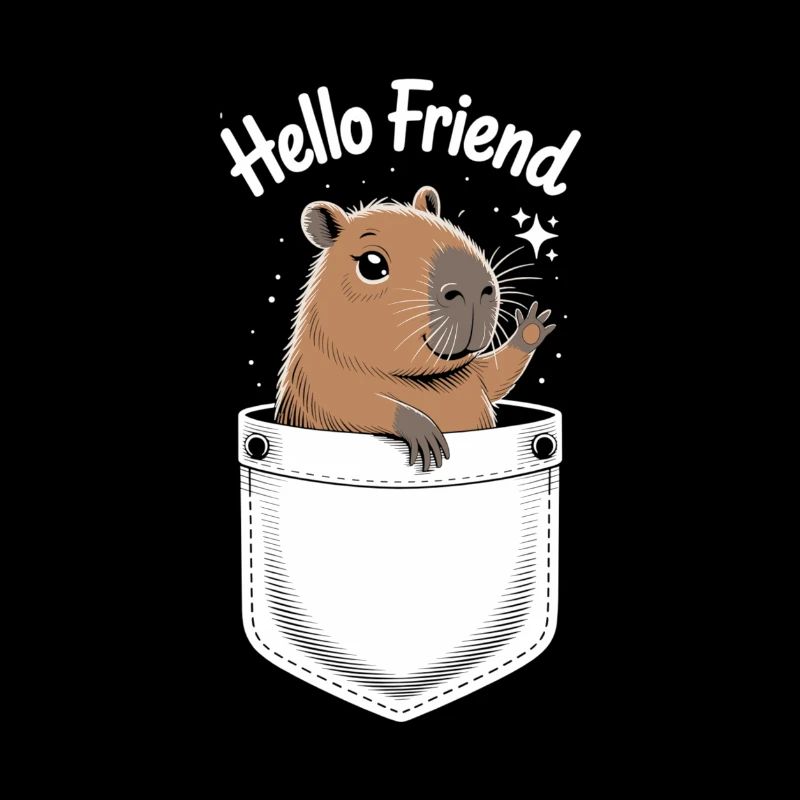 Motif ludique de capybara avec salutation