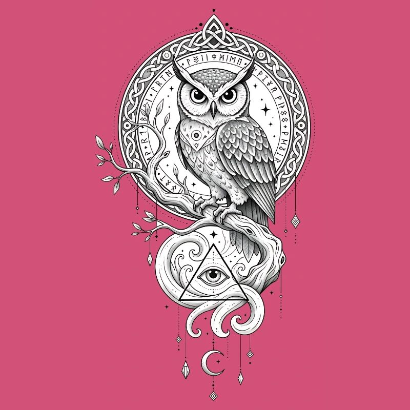 Night Owl Mandala with Triangle Symbol