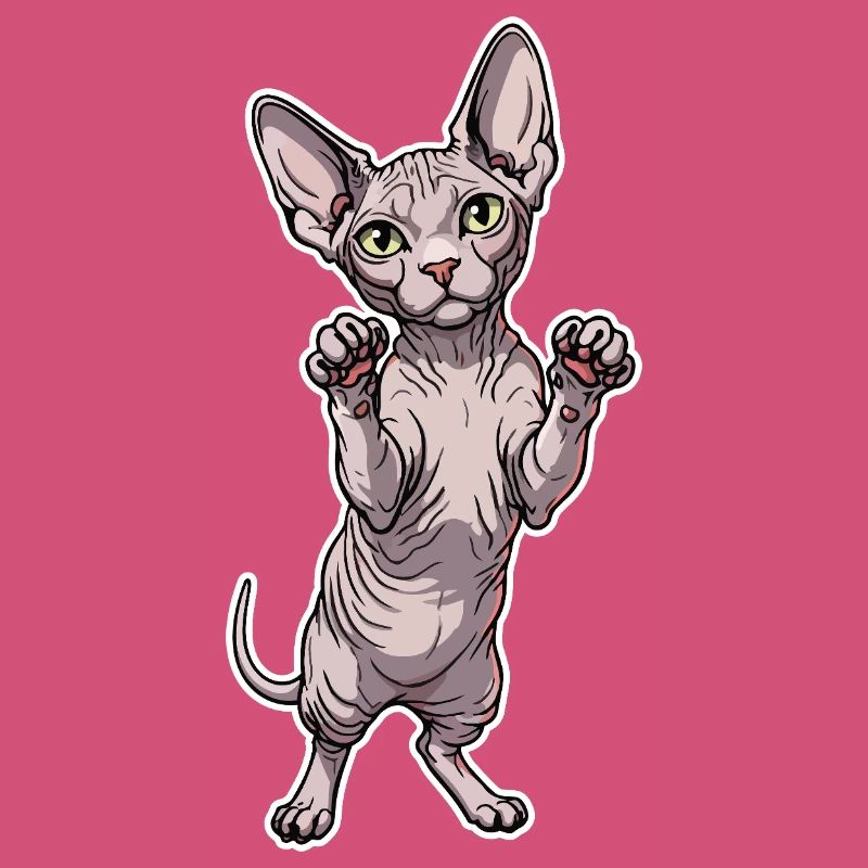Cute Sphynx Cat Standing Posture Portrait