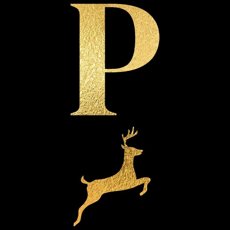 Buchstabe p goldener Hirsch - Geschenkidee