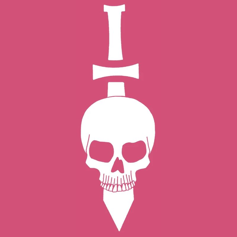 white skull and sword