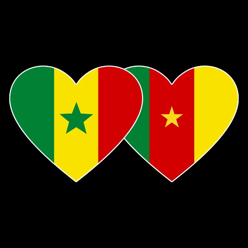 Sénégal Cameroun Drapeau Mains Coeur Forme