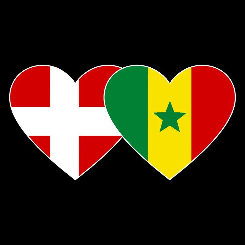 Danemark Sénégal Drapeau Coeur