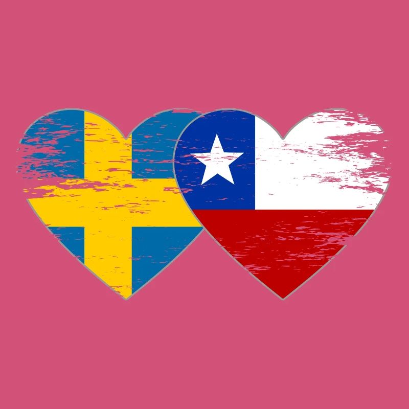 Suède Chili drapeau coeur utilisé