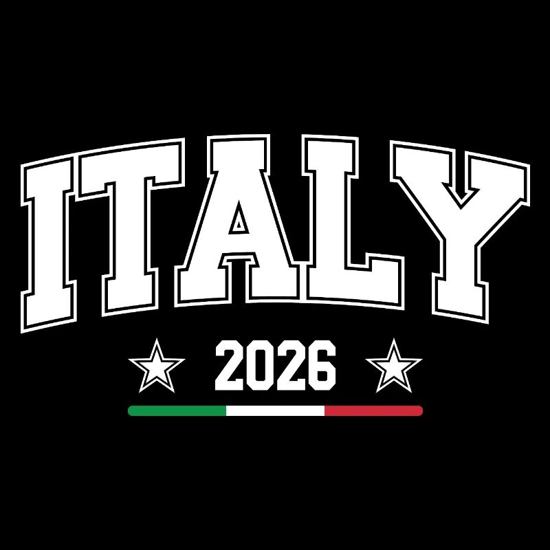 Italy 2026 in imposing letters and flag