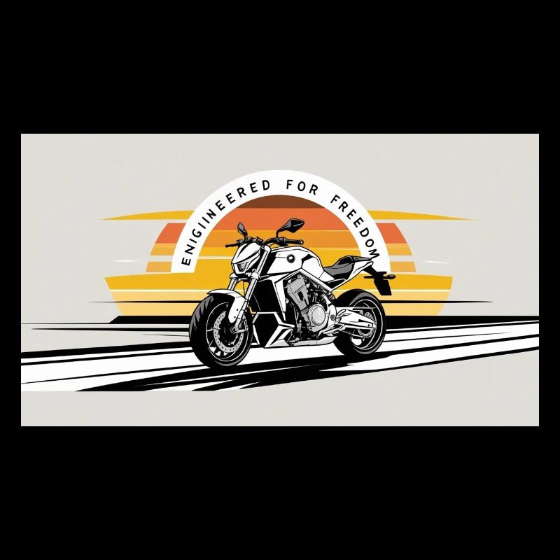 Moto liberté coucher de soleil design