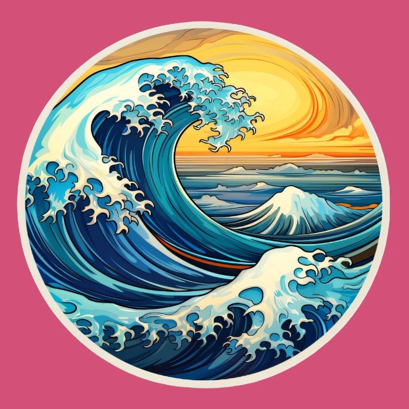 Large Wave Illustration – Maritime Retro Design