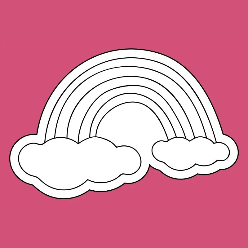 Minimalist rainbow on clouds