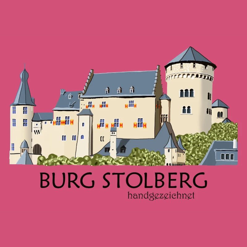 Stolberg Castle, Eifel, Middle Ages Hand Drawing