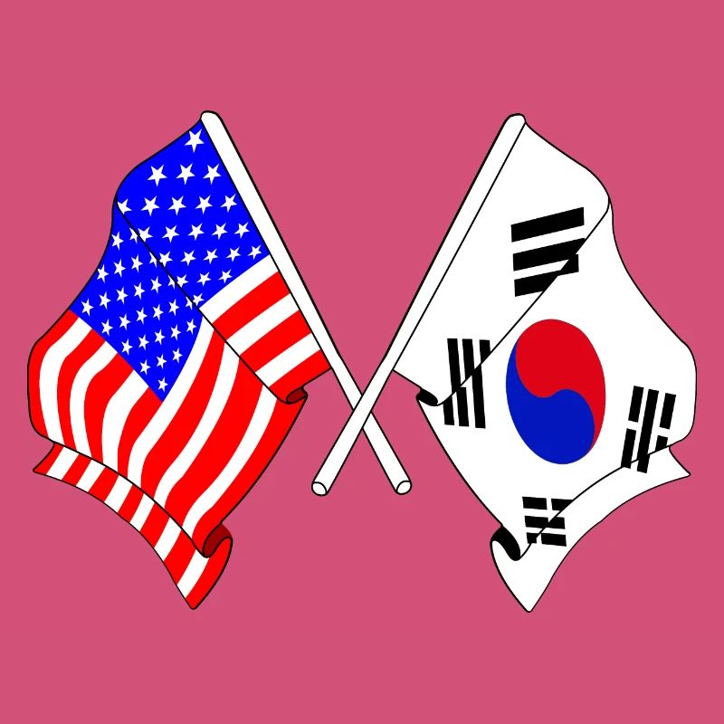 Drapeau des États-Unis et drapeau de la Corée du Sud