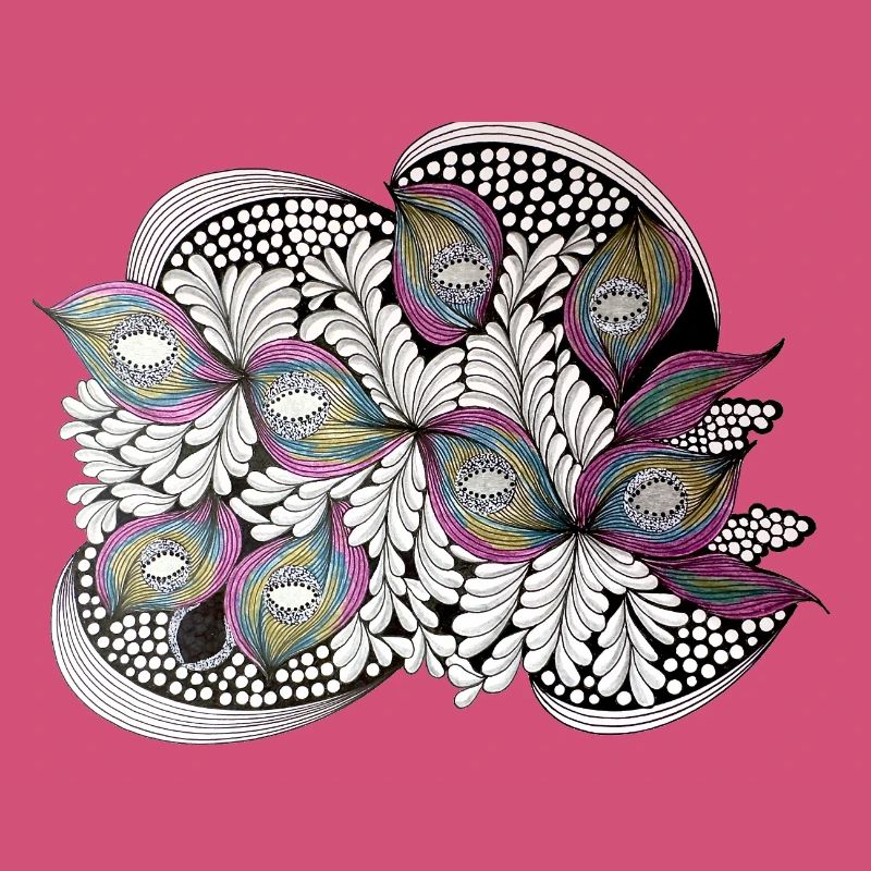 Peacock Feather Doodle Pattern