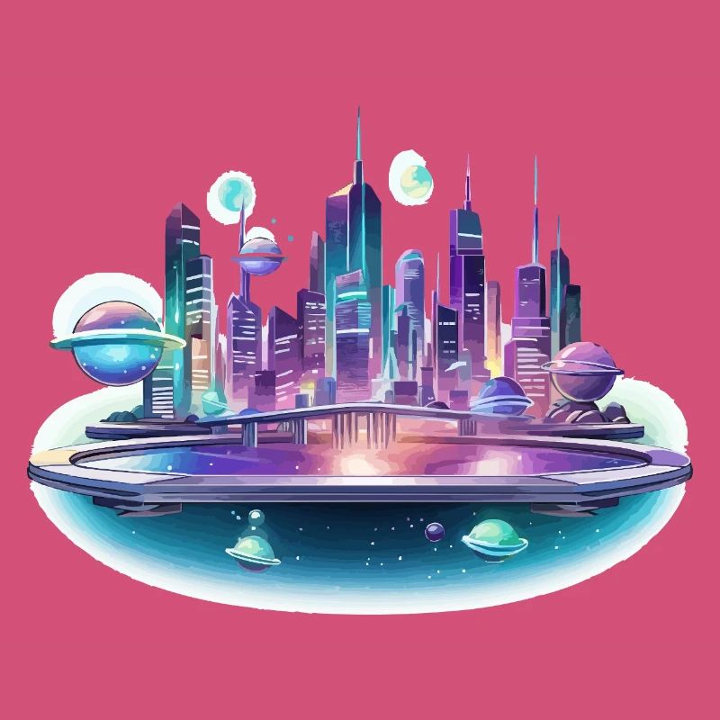 Silhouette de la Cité Spatiale Néon
