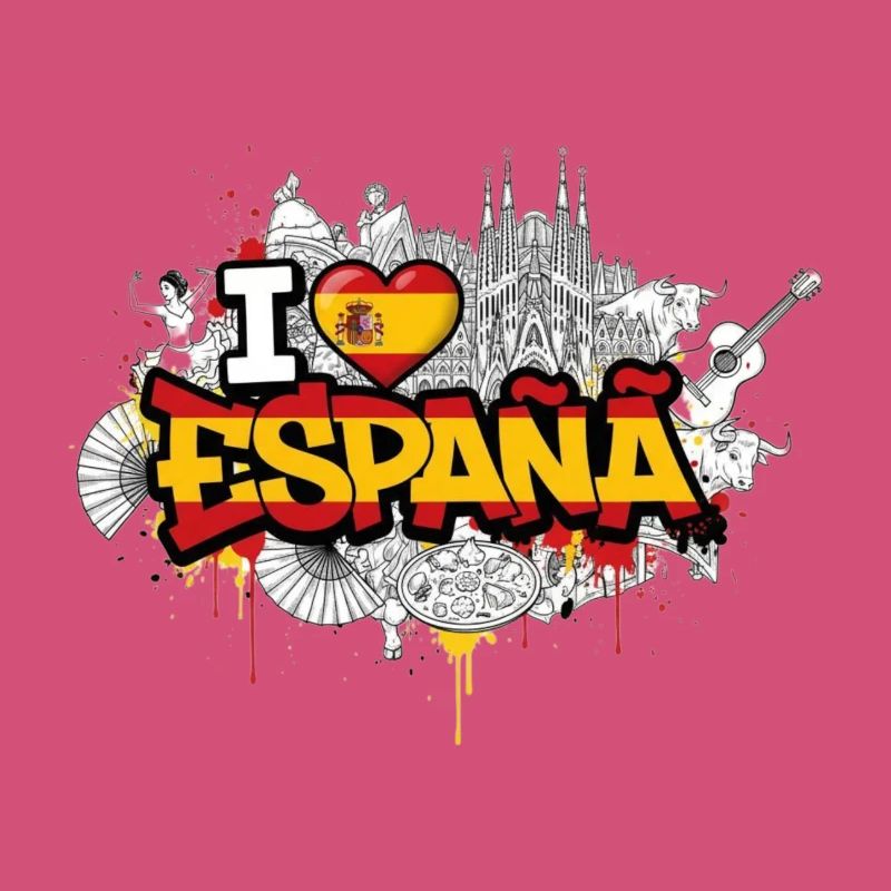 Lebendiges Graffiti Spanien Flagge Liebe Design