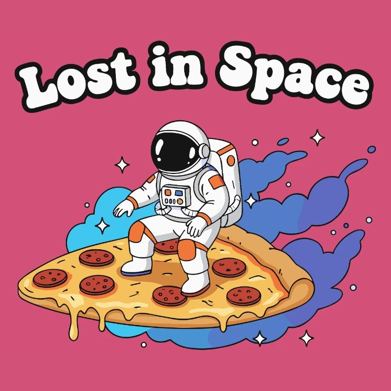 Astronaute sur une pizza dans l’espace