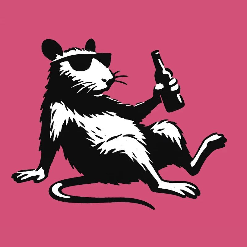 Ratte mit Flasche Sonnenbrille