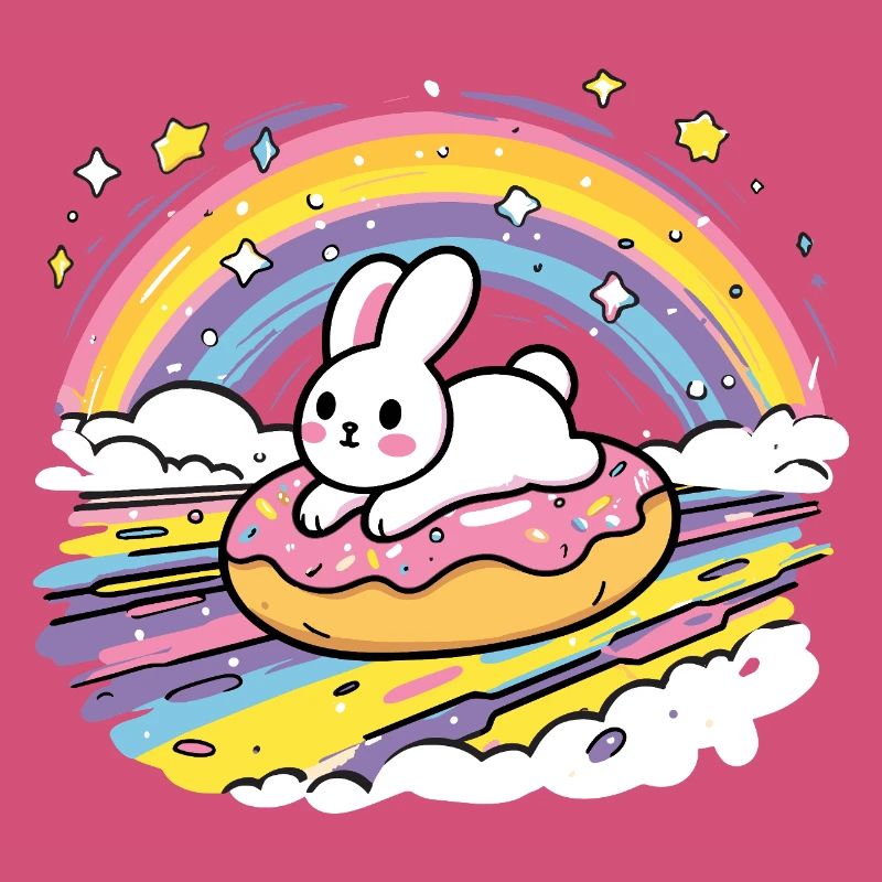 Rabbit on donut rainbow