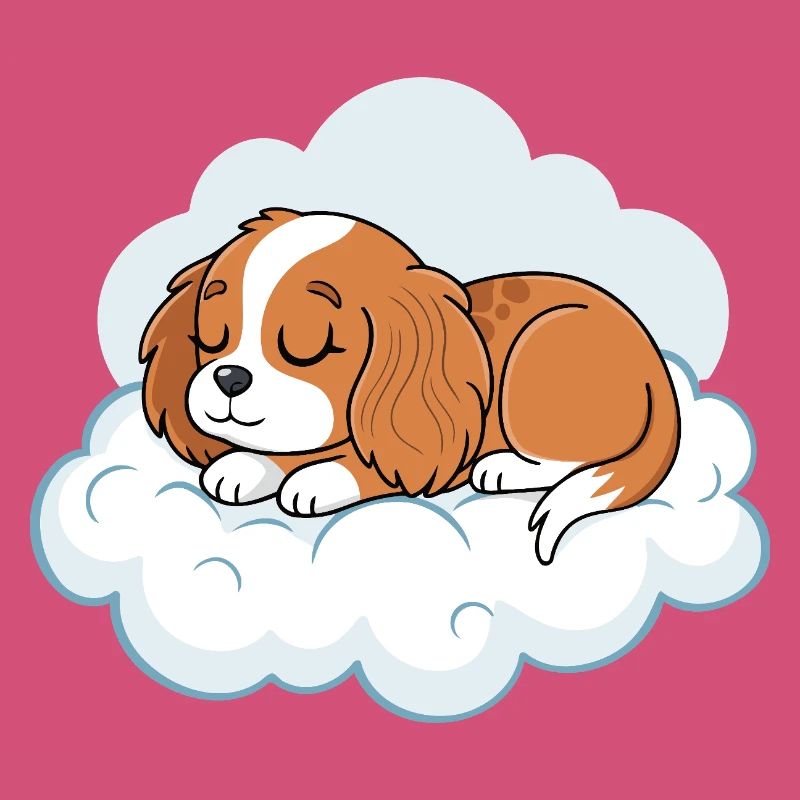 Chiot rêveur sur nuage