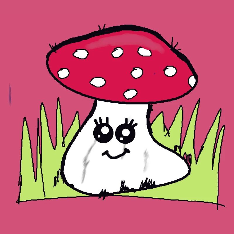 Zwinkernder Pilz mit rotem Hut