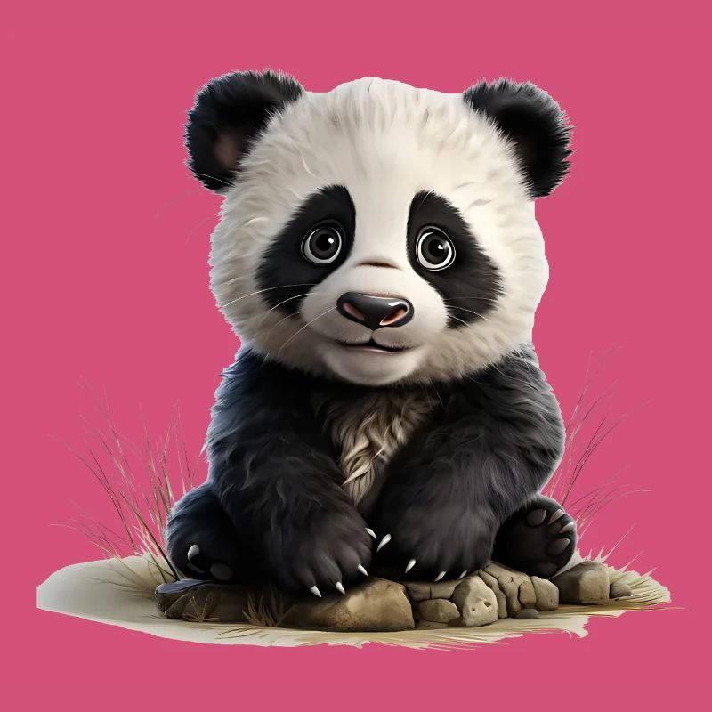 Bébé panda à la pierre