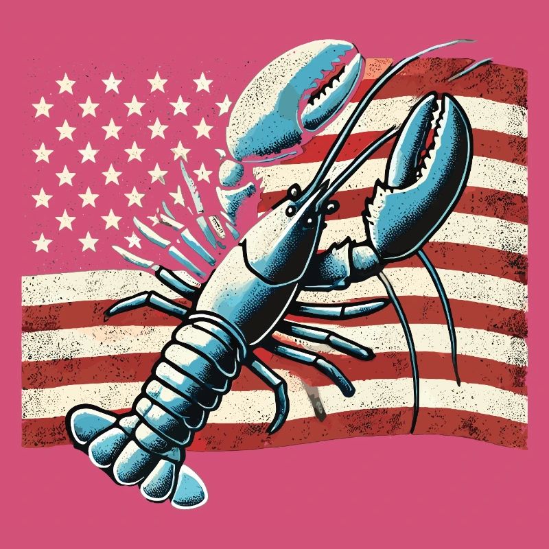Homard devant le drapeau américain