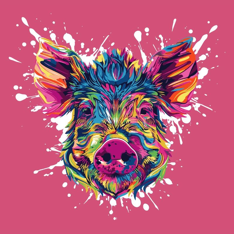 Farbexplosion Schweinekopf