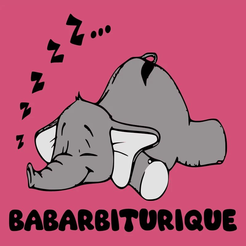 Éléphant Endormi avec le titre babarbiturique