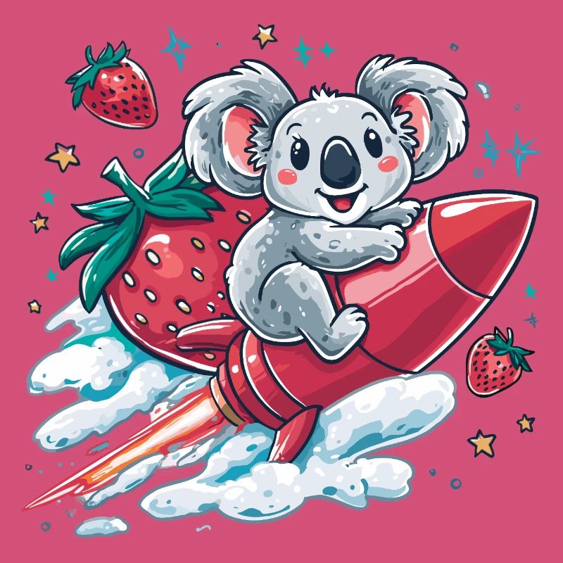 Rocket koala with strawberries