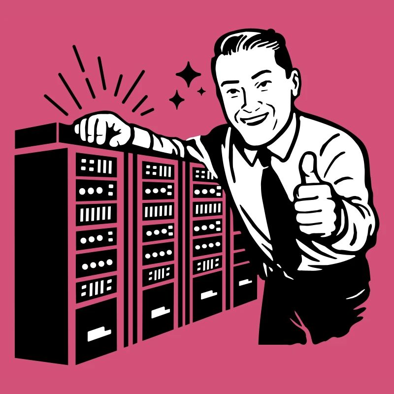 Retro IT-Admin lächelt – Vintage Tech Support