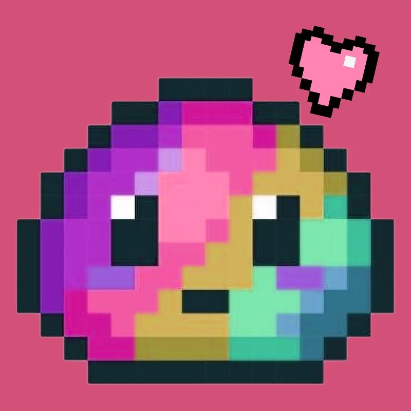 Pixel Color Explosion Heart 8 Bit Retro Style